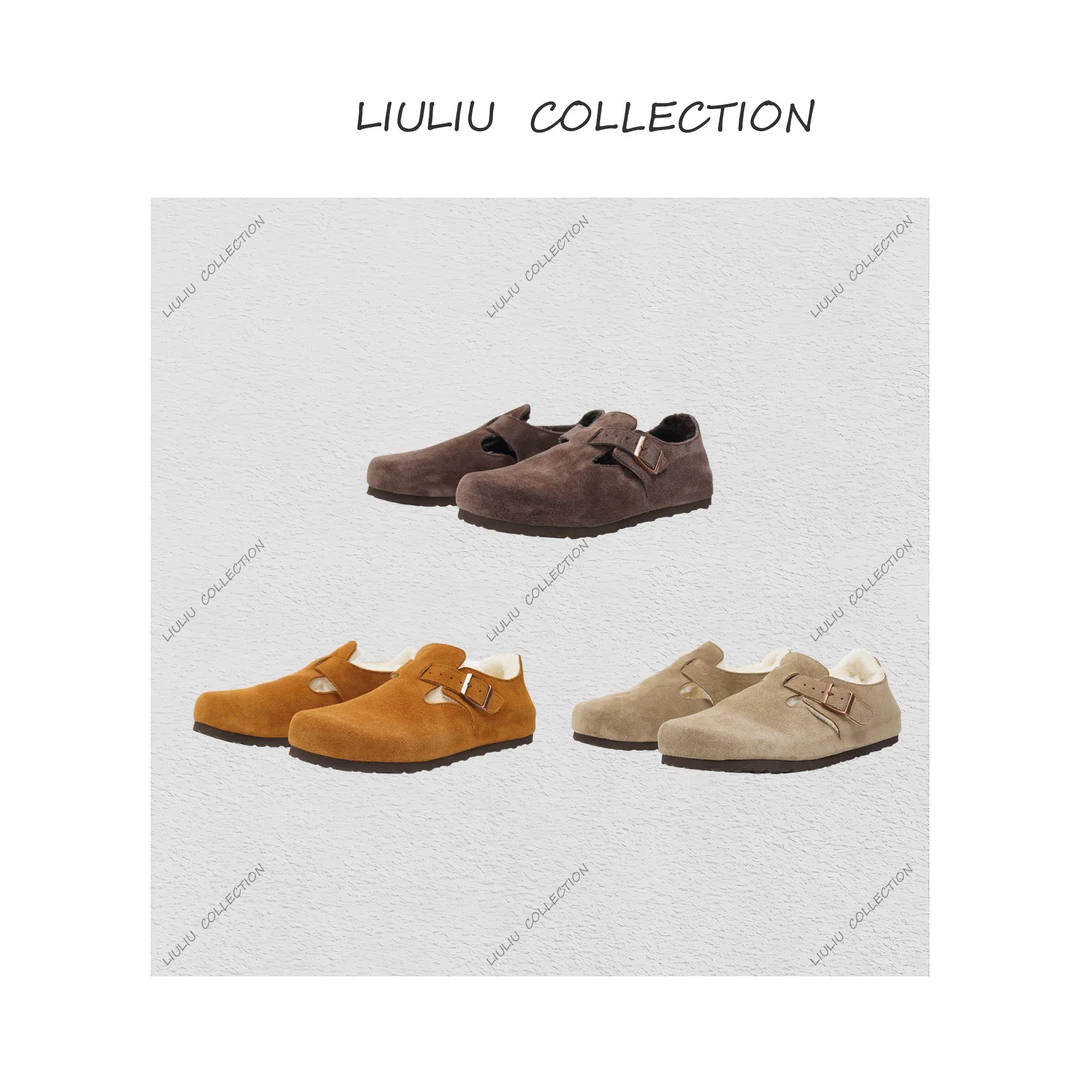 进口皮料牛反绒皮毛一体冬季新款勃肯女鞋绒面【跟高3公分】U300