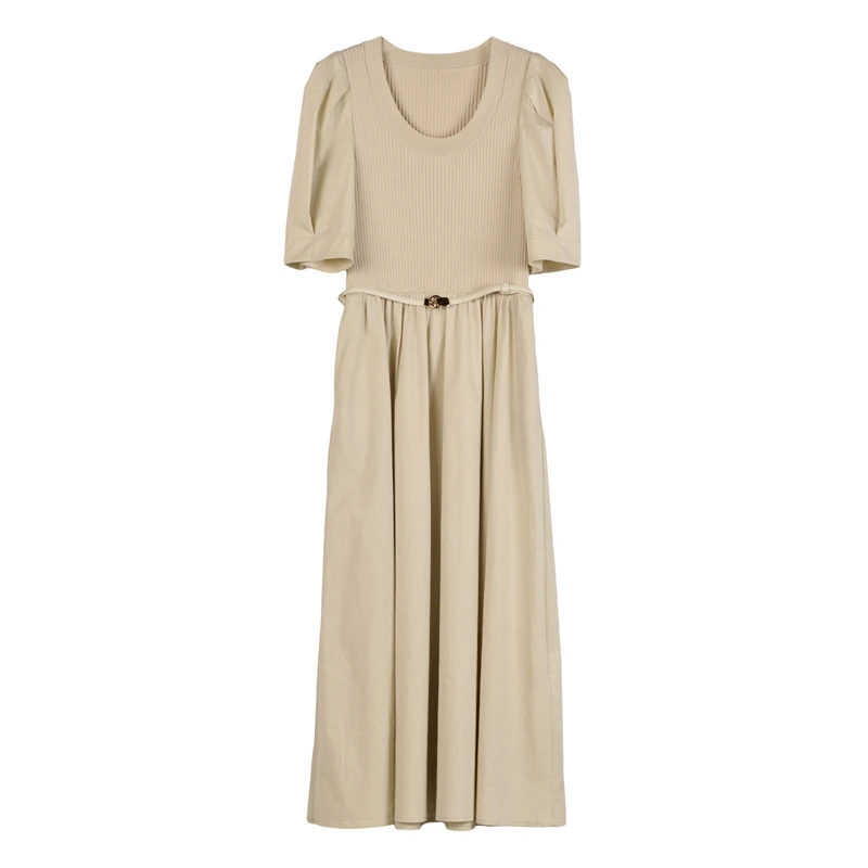 【林一】夏季连衣裙女泡泡袖收腰长裙25L7911(颜色不同面料)