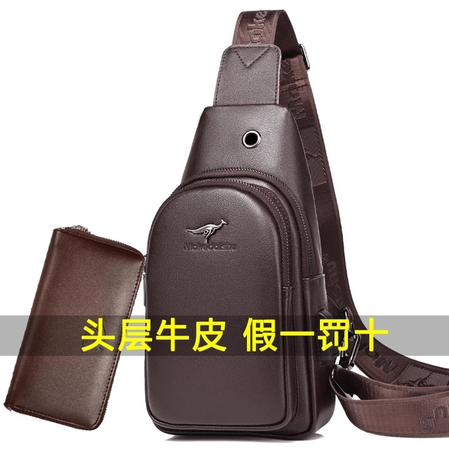 真皮胸包男休闲男士单肩斜挎包包头层牛皮男包韩版潮小背包斜肩包