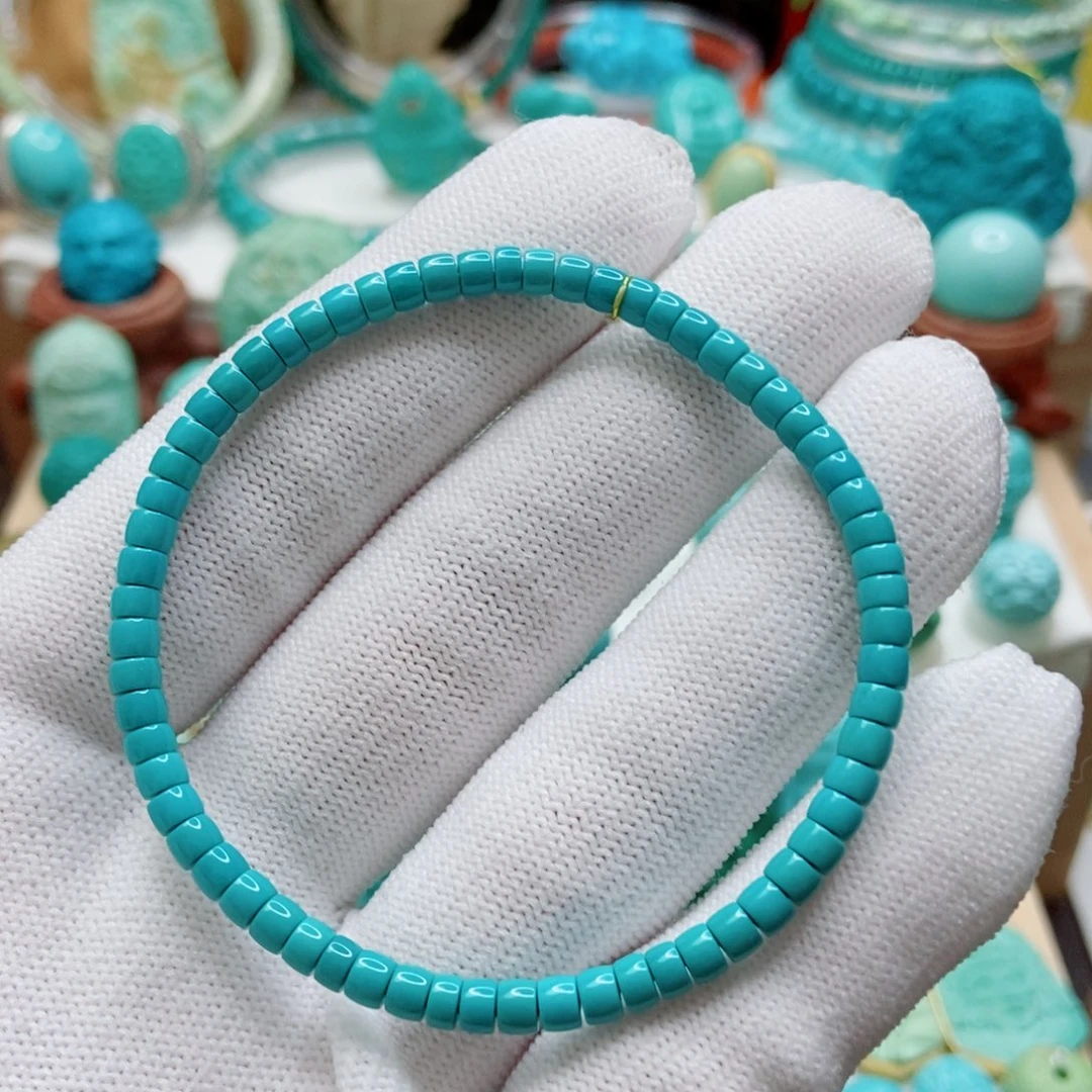 绿松石未镶嵌直切手串3.5mm