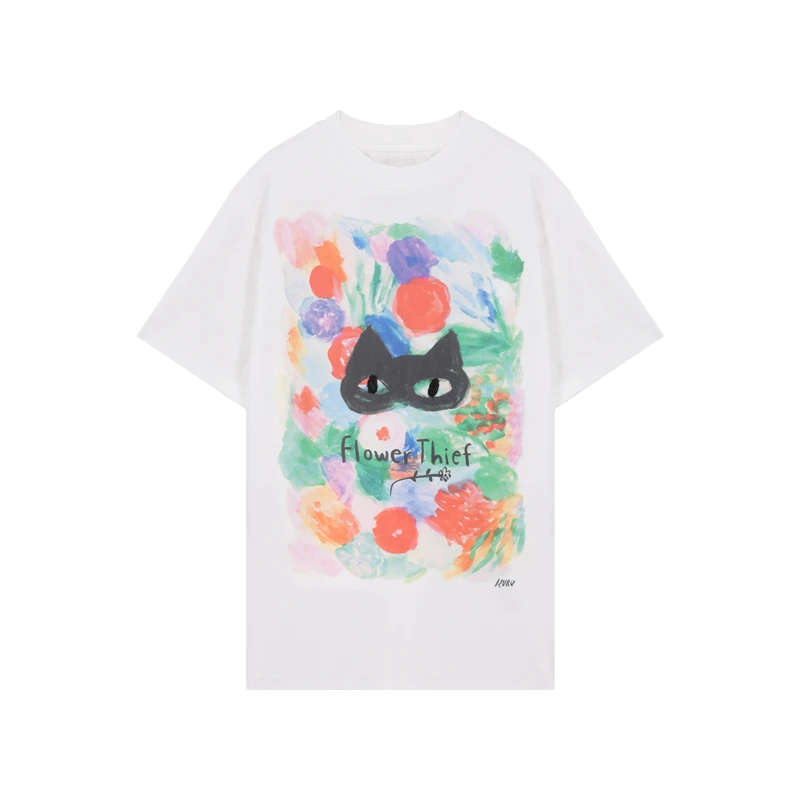 RAQTX42840夏新款印花翻晒短袖T恤宽松百搭显瘦上衣女装女服装