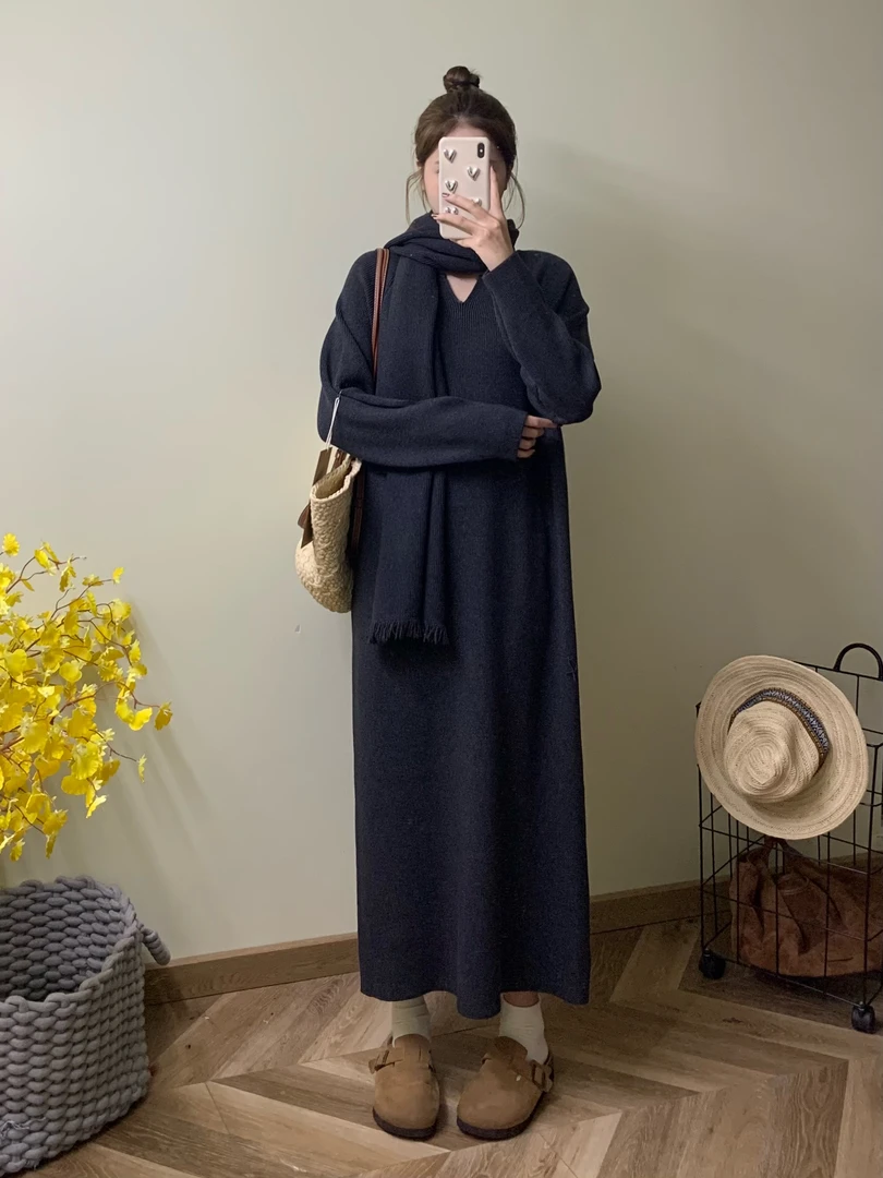 13112秋冬新款气质优雅温柔显瘦氛围连衣裙