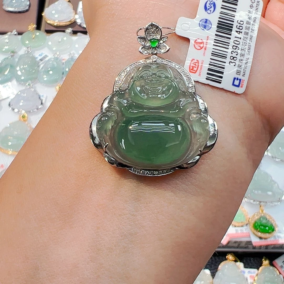 吊坠(不含链)18K金镶嵌翡翠佛公
