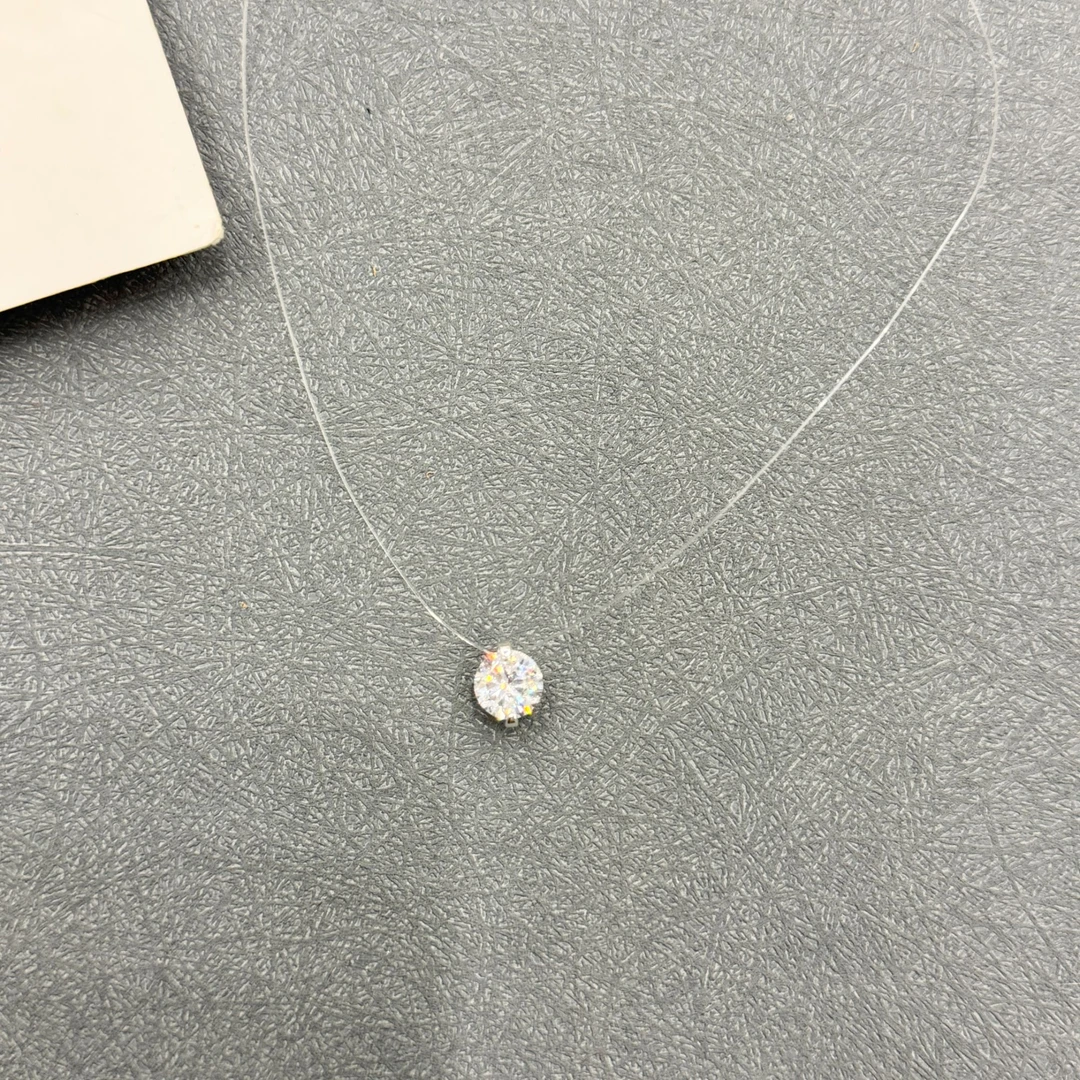非金属涤纶项链 【叶子服饰】新款简约隐形链镶钻项链