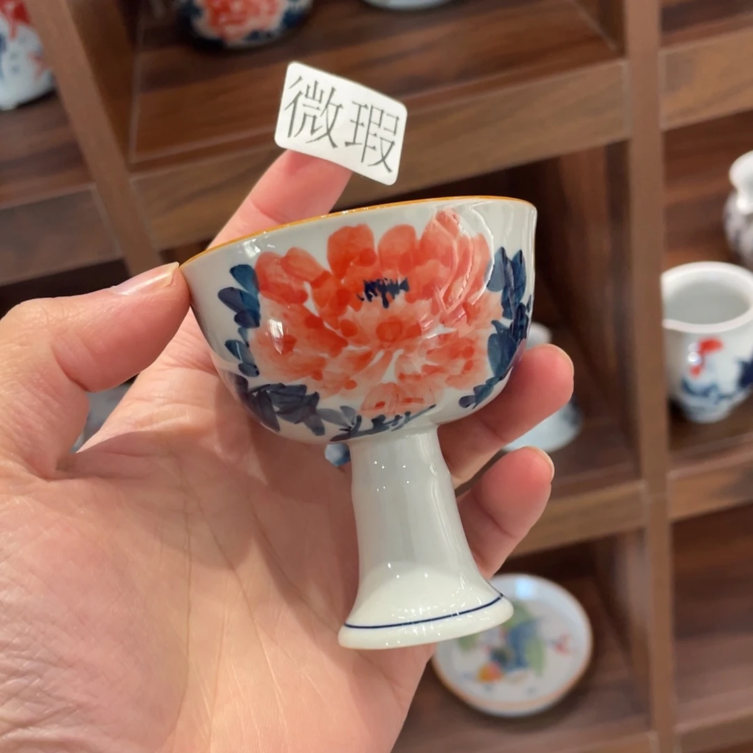 釉下手绘茶具微瑕