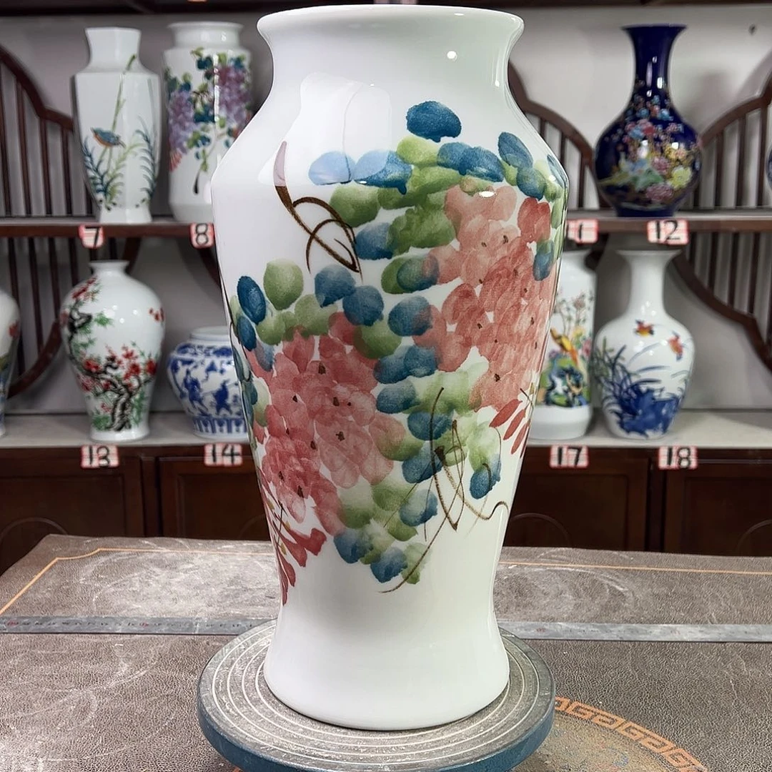 陶摆件景德镇陶瓷大鱼红紫