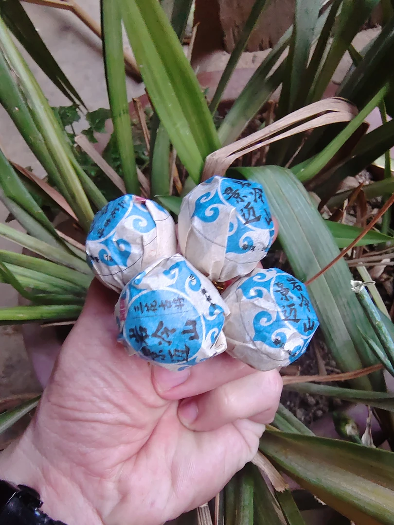 2018年景迈岩冷山 三花古将古树普洱生茶龙珠M45号