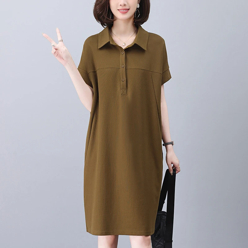 洋气连衣裙2025新款女夏季宽松显瘦遮肚子减龄气质妈妈高级感裙子