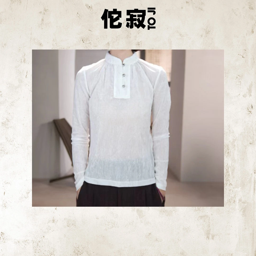 TOJI 佗寂时尚文艺秋冬新款百搭立领打底衬衣女士上衣#AEO3E759