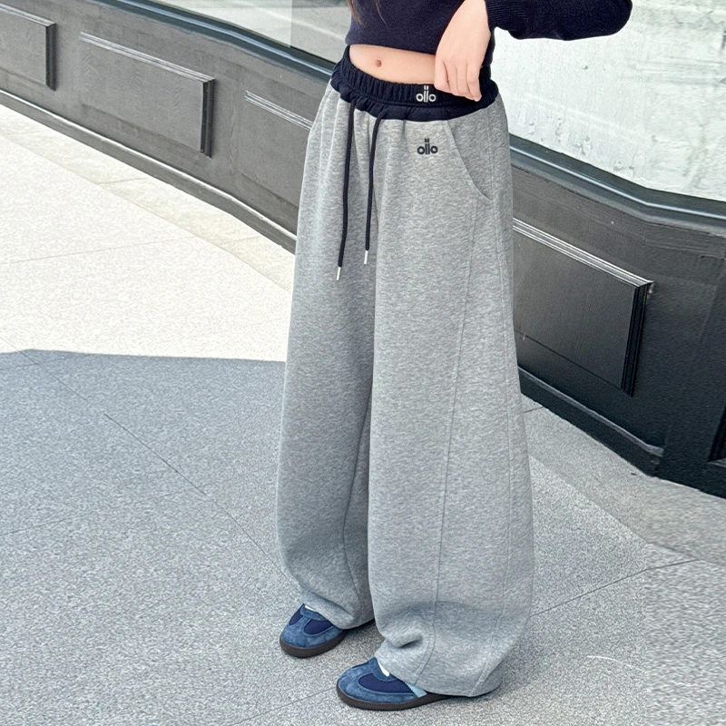 儿童秋冬装大女童装加绒裤子一体绒春秋款运动卫裤秋季阔腿直筒裤