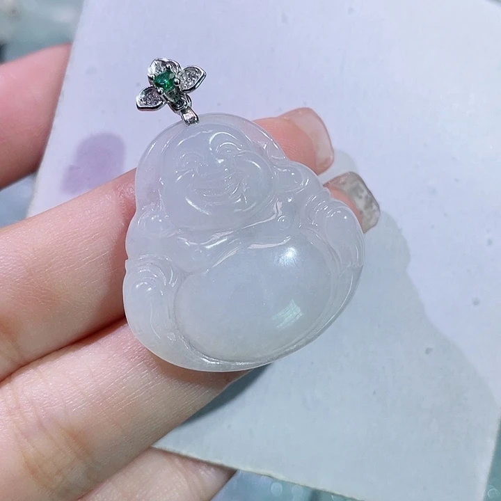 翡翠银S925镶嵌颈饰佛公