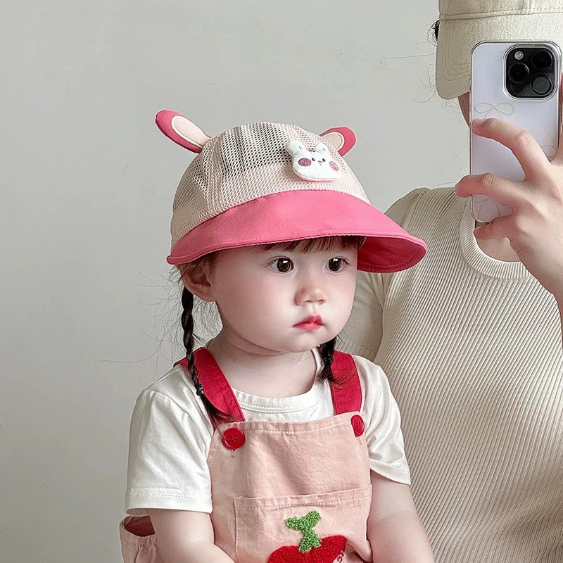 宝宝帽子夏款大帽檐婴儿鸭舌帽卡通熊猫速干夏季儿童防晒遮阳帽