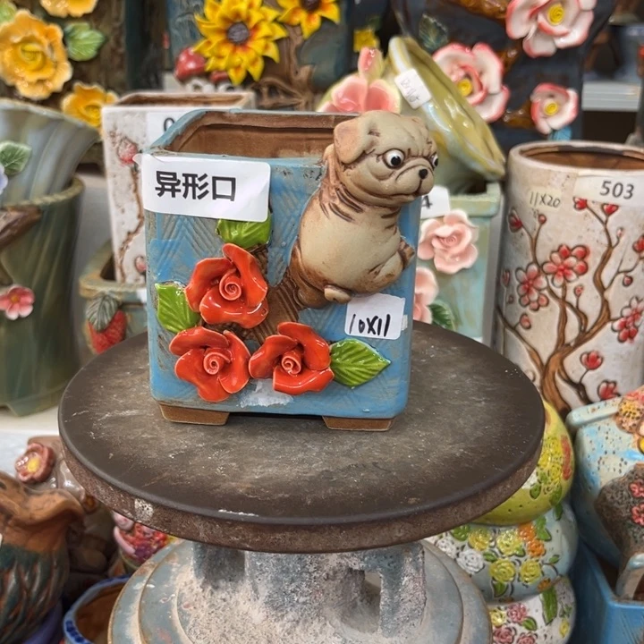 紫砂花盆粗陶材质多肉花盆