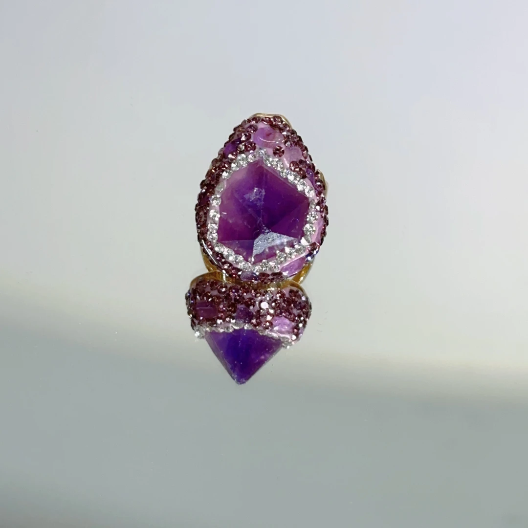 铜合金合成锆石戒指 TTSD 紫气东来浓紫色百搭戒指3916宫廷