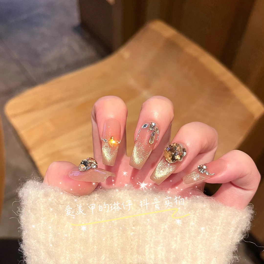 【落日琉璃】夏季温柔款设计手工穿戴甲温柔纯手工气质纯欲ins风