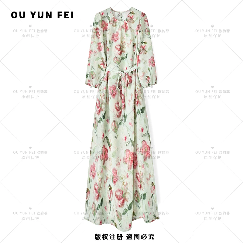 女装连衣裙夏季新款气质高级感穿搭时尚显瘦显白轻奢长裙F1893