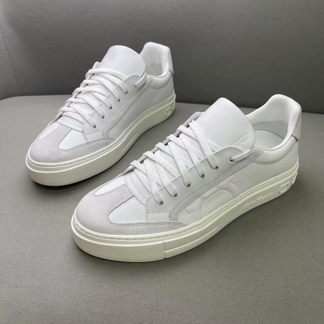 未使用 FERRAGAMO/菲拉格慕 白色大logo休闲百搭板鞋 多尺码/全新