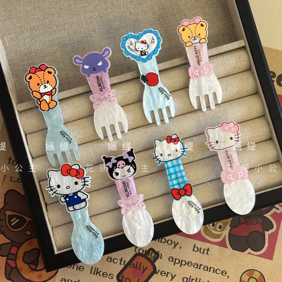 可爱卡通勺子叉子KT发夹甜妹百搭少女侧边刘海夹网红小清新鸭嘴夹