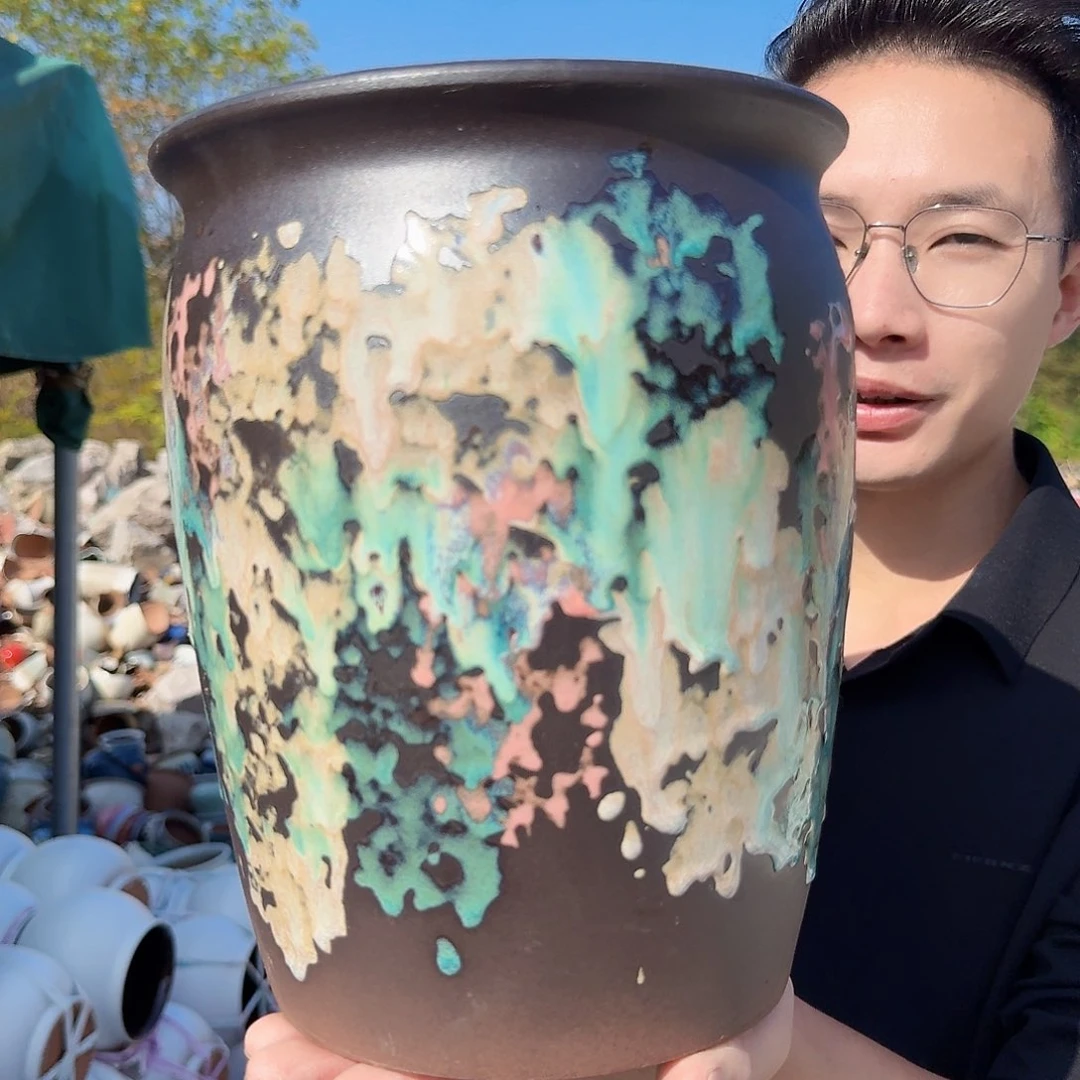 紫砂花盆口20高25（一个姹寂老庄武