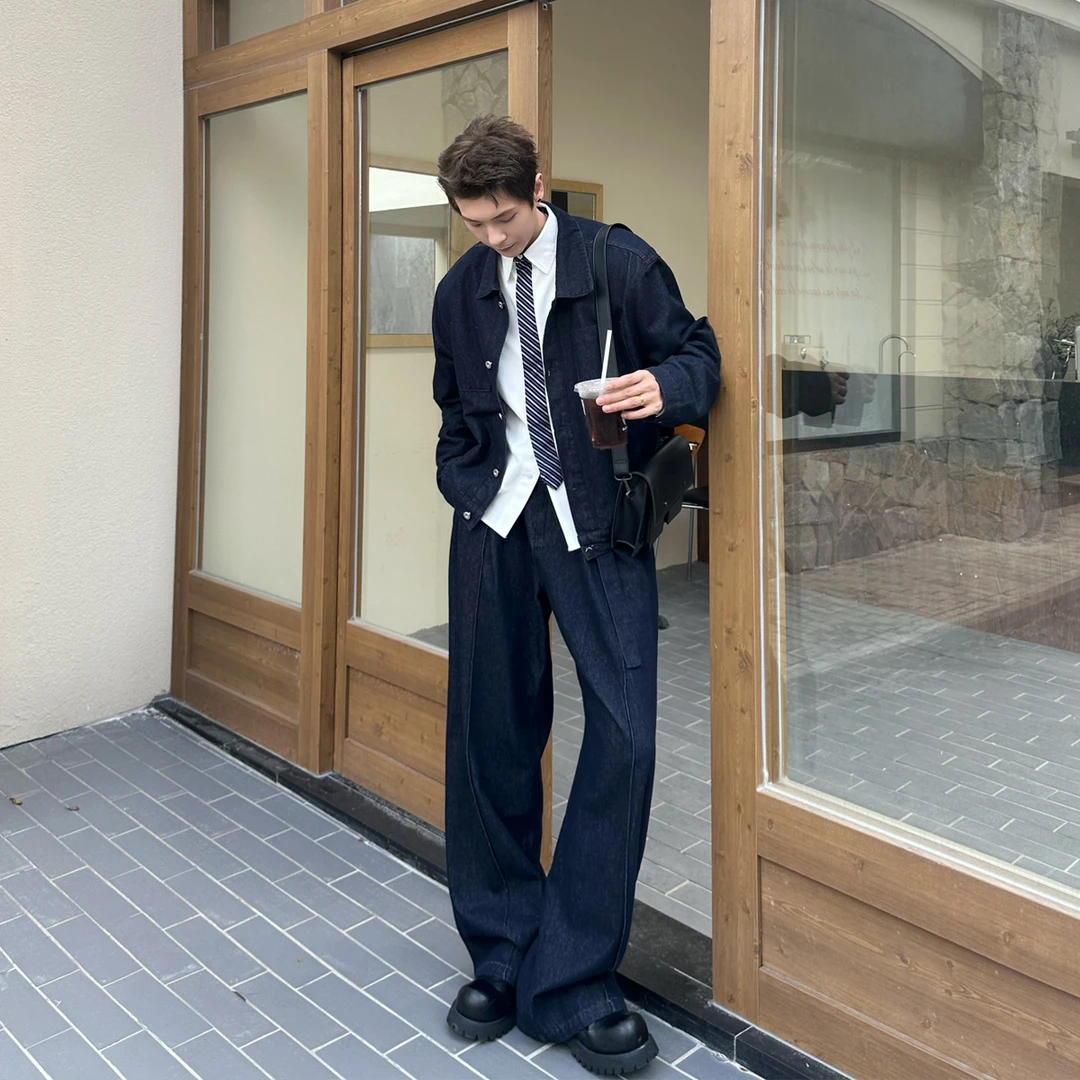 男士穿搭一整套酷帅搭配高级感休闲牛仔套装男装潮两件套