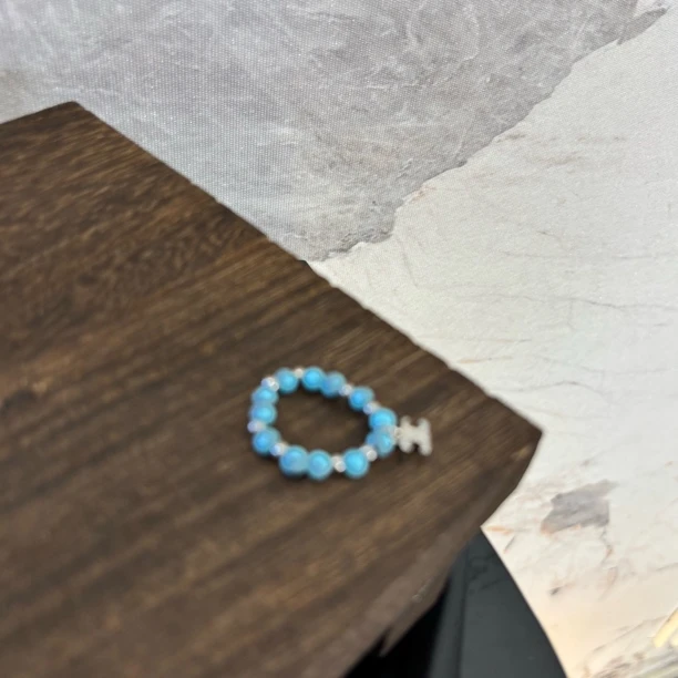 铜合金仿水晶戒指 铜合金戒指 双c蓝zz戒指JZ1842