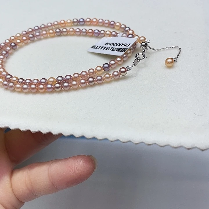 淡水珍珠银S925镶嵌颈饰卡4➕高品极光糖果色毕业级