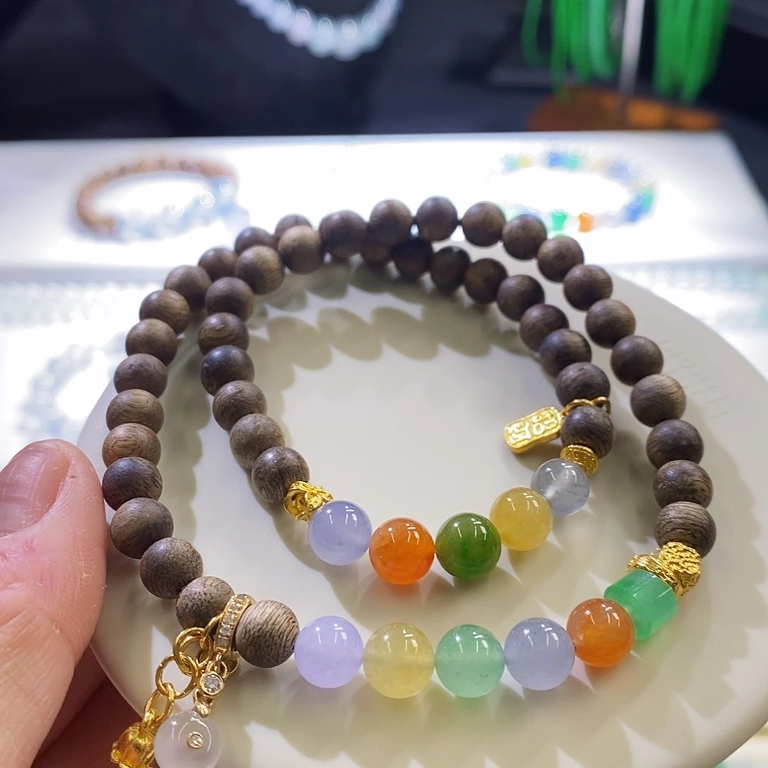 未镶嵌挂件翡翠双圈沉香