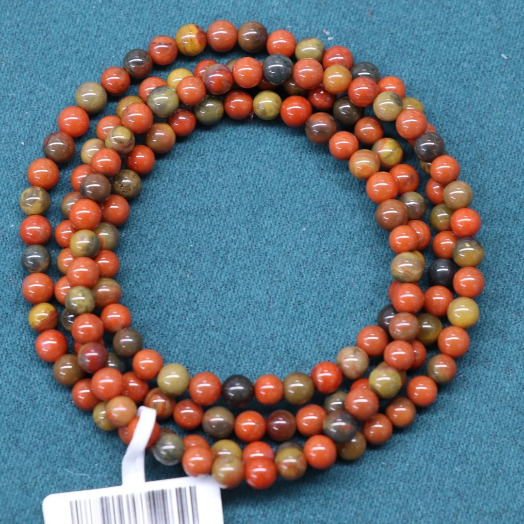 原矿无优化南红大山包黄绿皮包浆圆珠多圈4mm左右多样性发一条