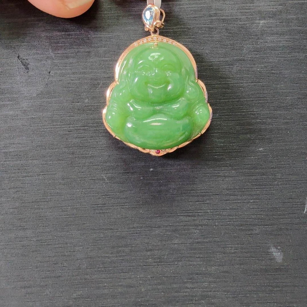 颈饰18K金镶嵌和田玉微*仓库