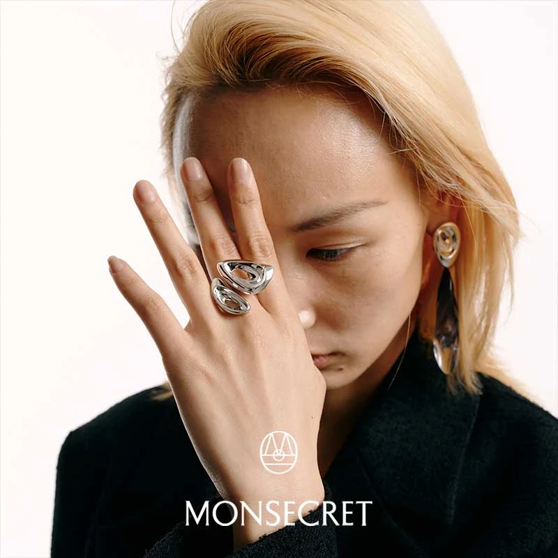 铜合金戒指 MONSECRET  风穴 双生岩石开口戒指