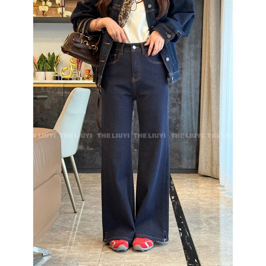 【LIUYI】秋季四面弹高腰牛仔显瘦微喇裤57285