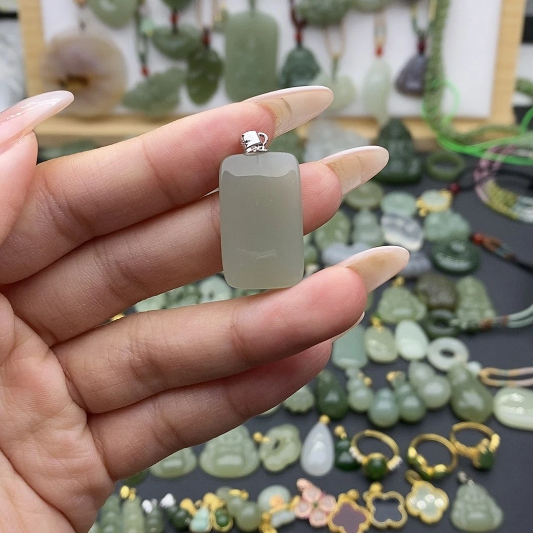 和田玉吊坠(不含链)银S925镶嵌