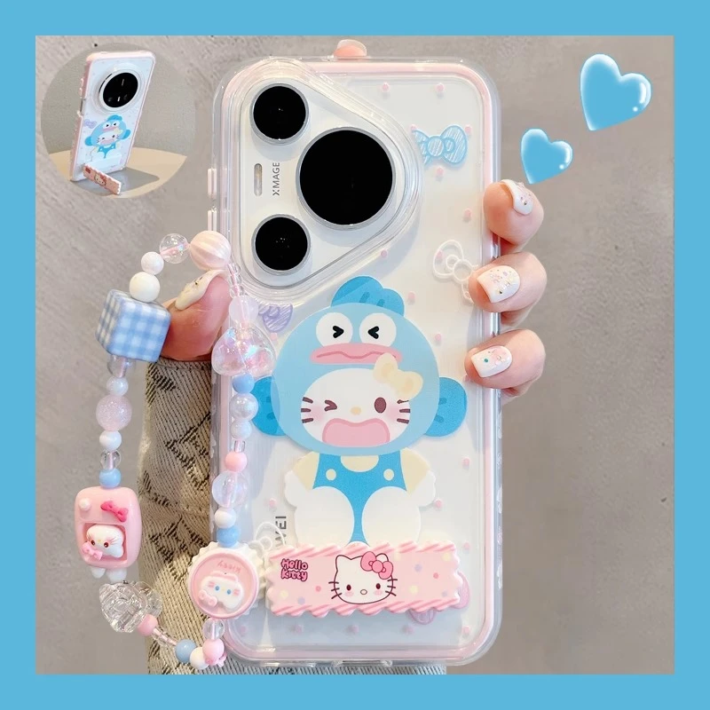 适用华为pura70pro+手机壳70Ultra小丑鱼猫咪折叠支架p60挂绳mt70