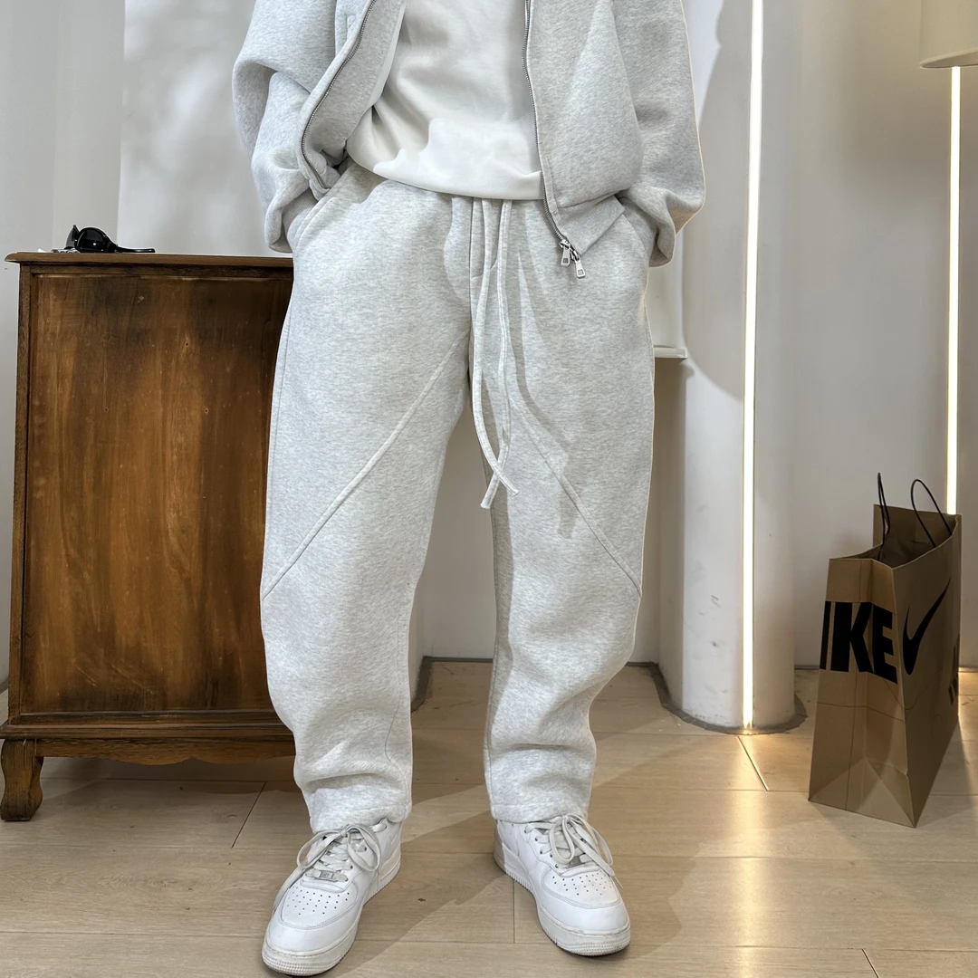 运动风保暖防静电不起球卫裤加厚男士宽松春秋束脚裤裤子日系