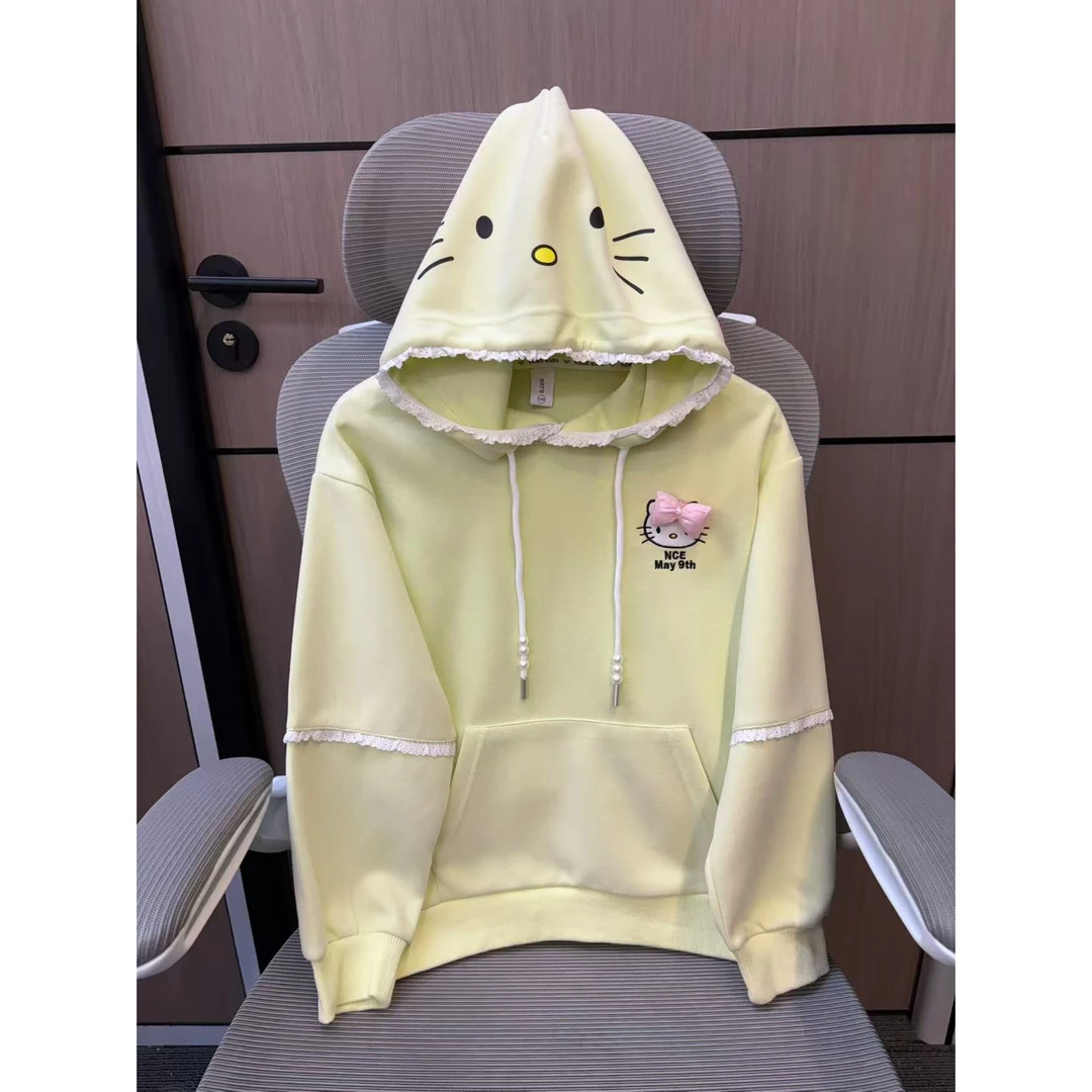 【清货】2025秋蕾丝花边可爱猫咪连帽卫衣 D635 635 V