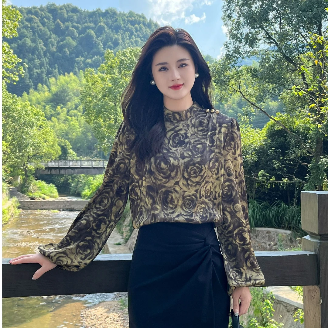 【纸醉金迷】复古玫瑰衬衫309T