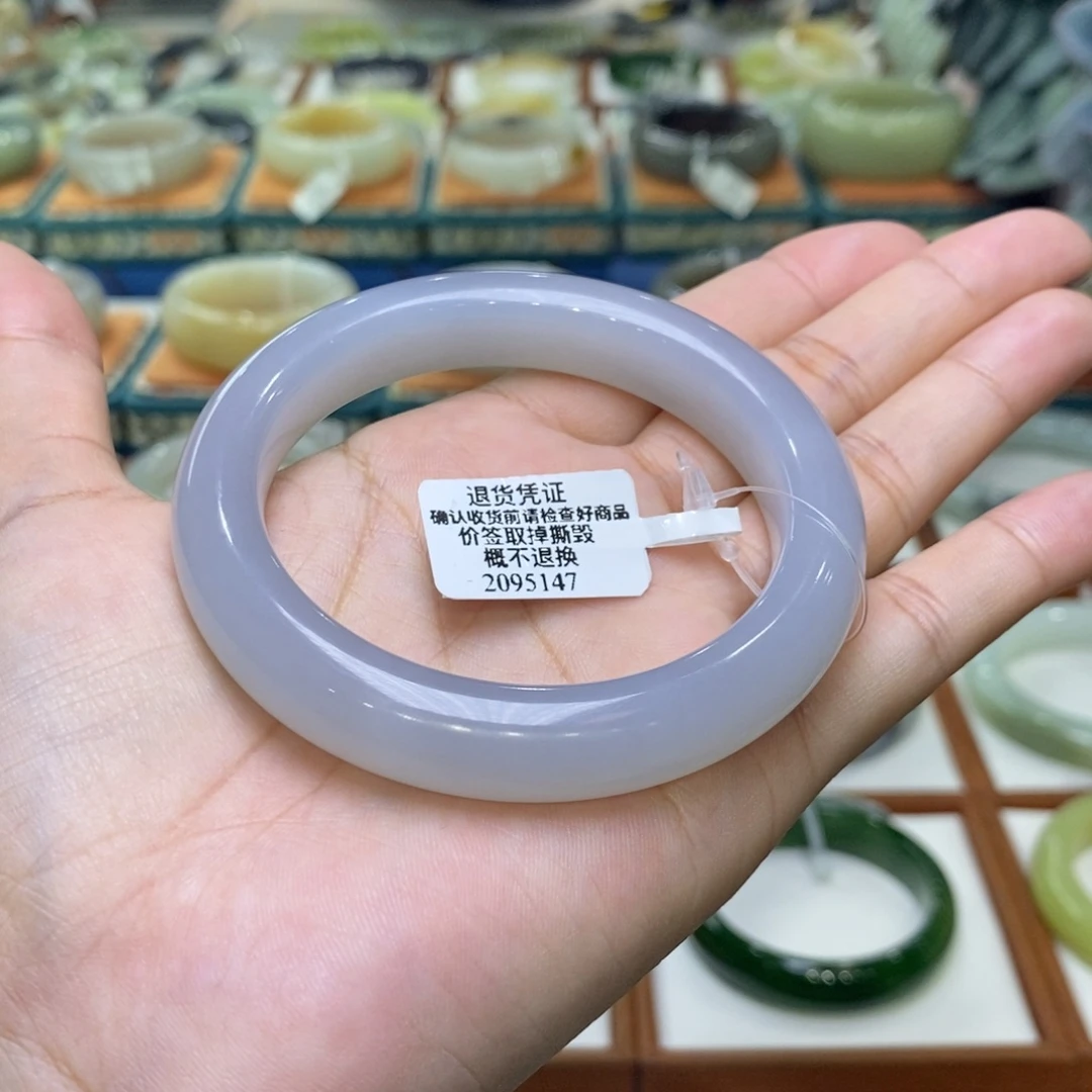 和田玉未镶嵌手镯和田玉冰底仙女紫5657