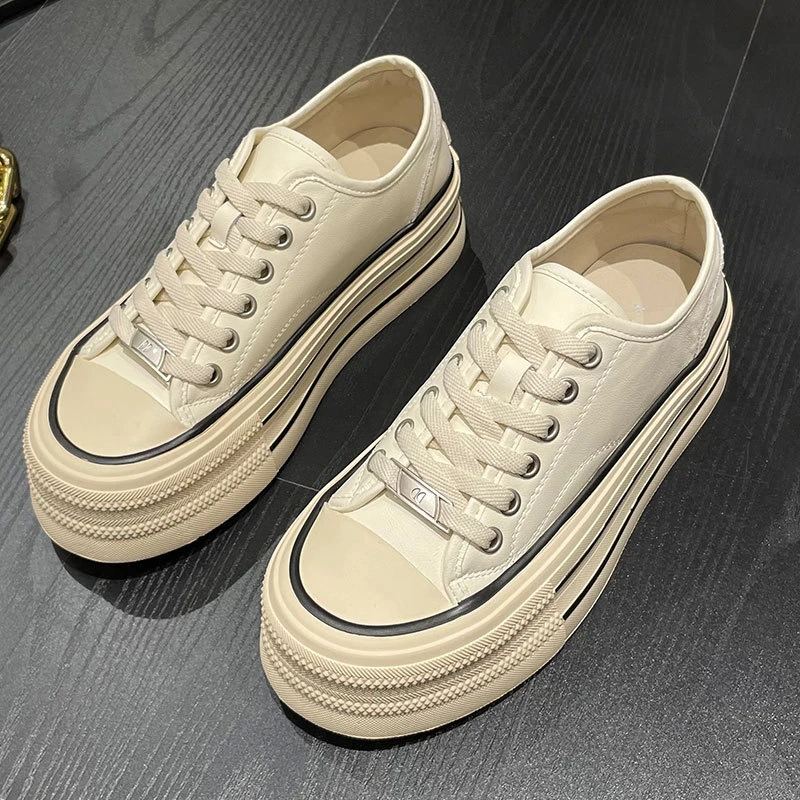 厚底帆布鞋女2025春季新款小个子休闲运动板鞋百搭爆款松糕小白鞋