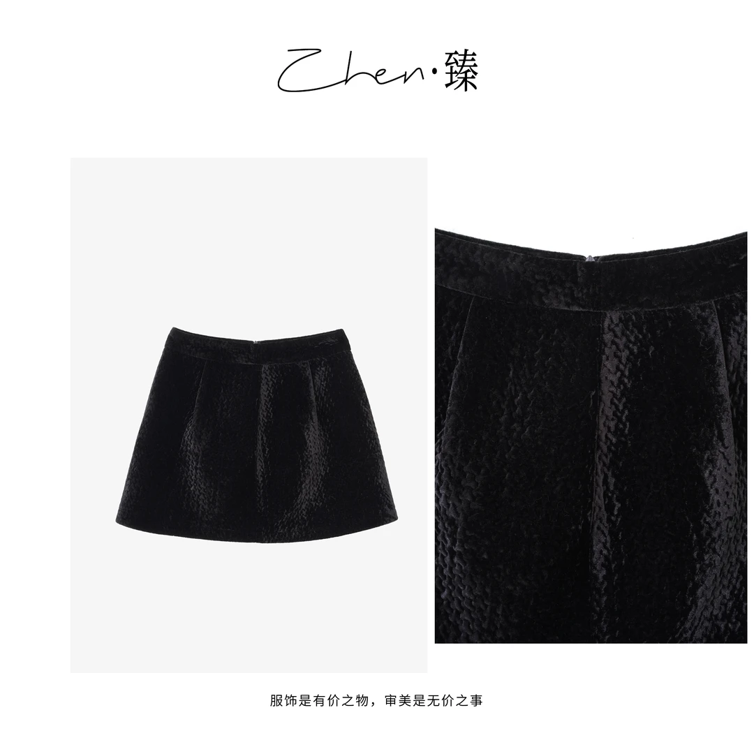 ZHEN.臻 欧货轻奢名媛风秋冬高腰显瘦包臂a字半身裙BQ7473Z