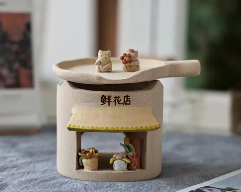 原来是泥手工创意杯直播间鲜花店炉子