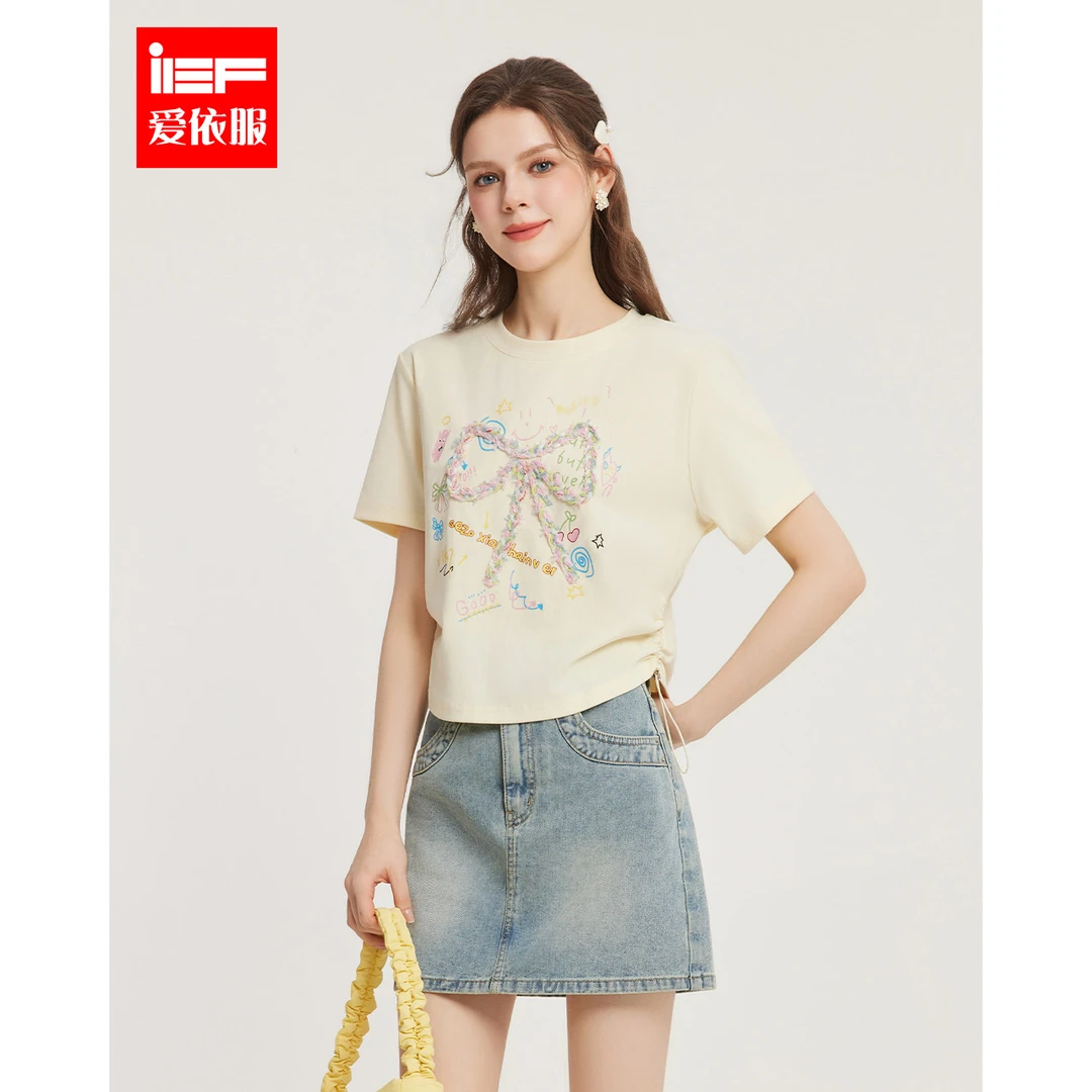 IEF/爱依服上衣2025夏季新款美式甜酷个性时尚小众设计百搭T恤