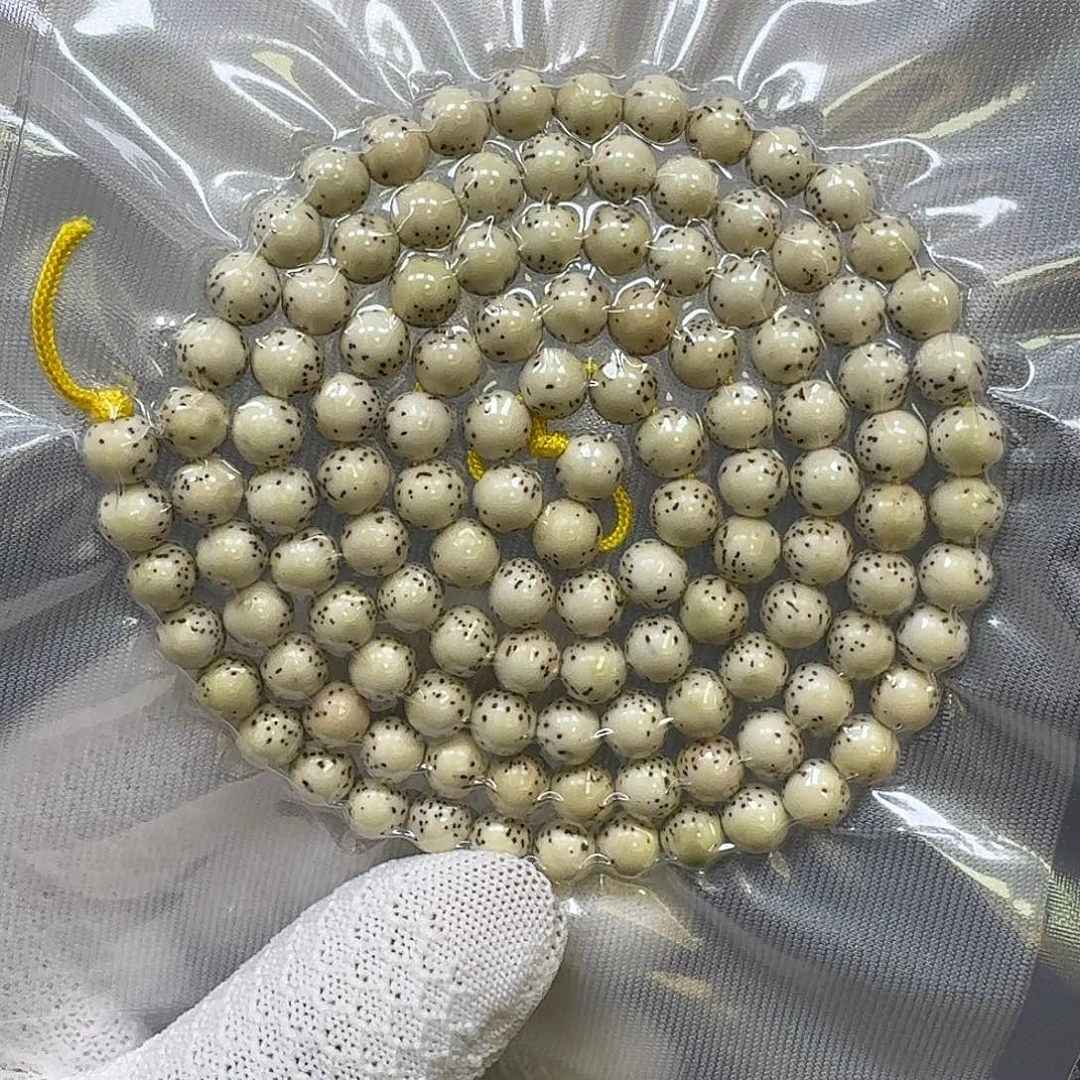 手串星月菩提8mm原生态河豚大留白圆珠（轻微走色