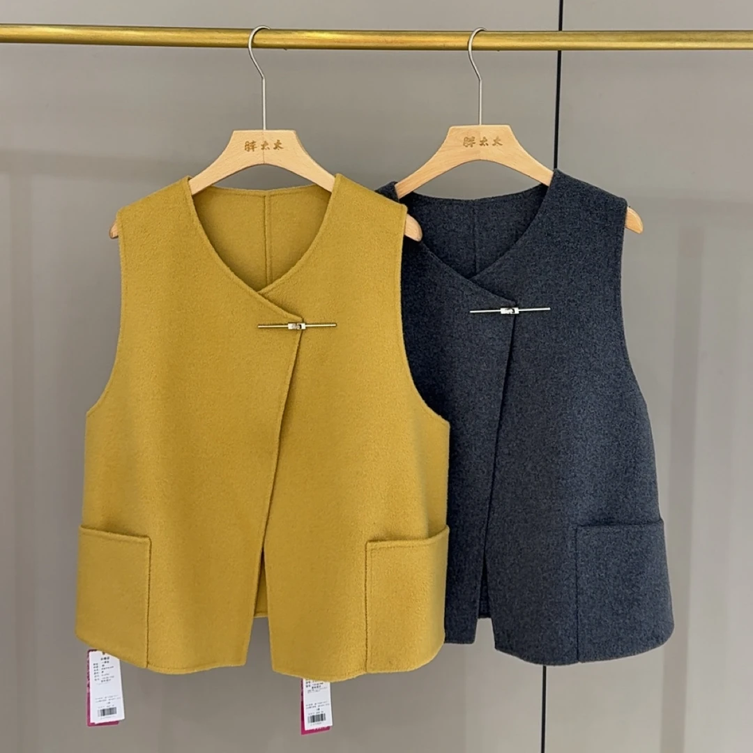 胖人坊双面羊毛马甲4793衣长67