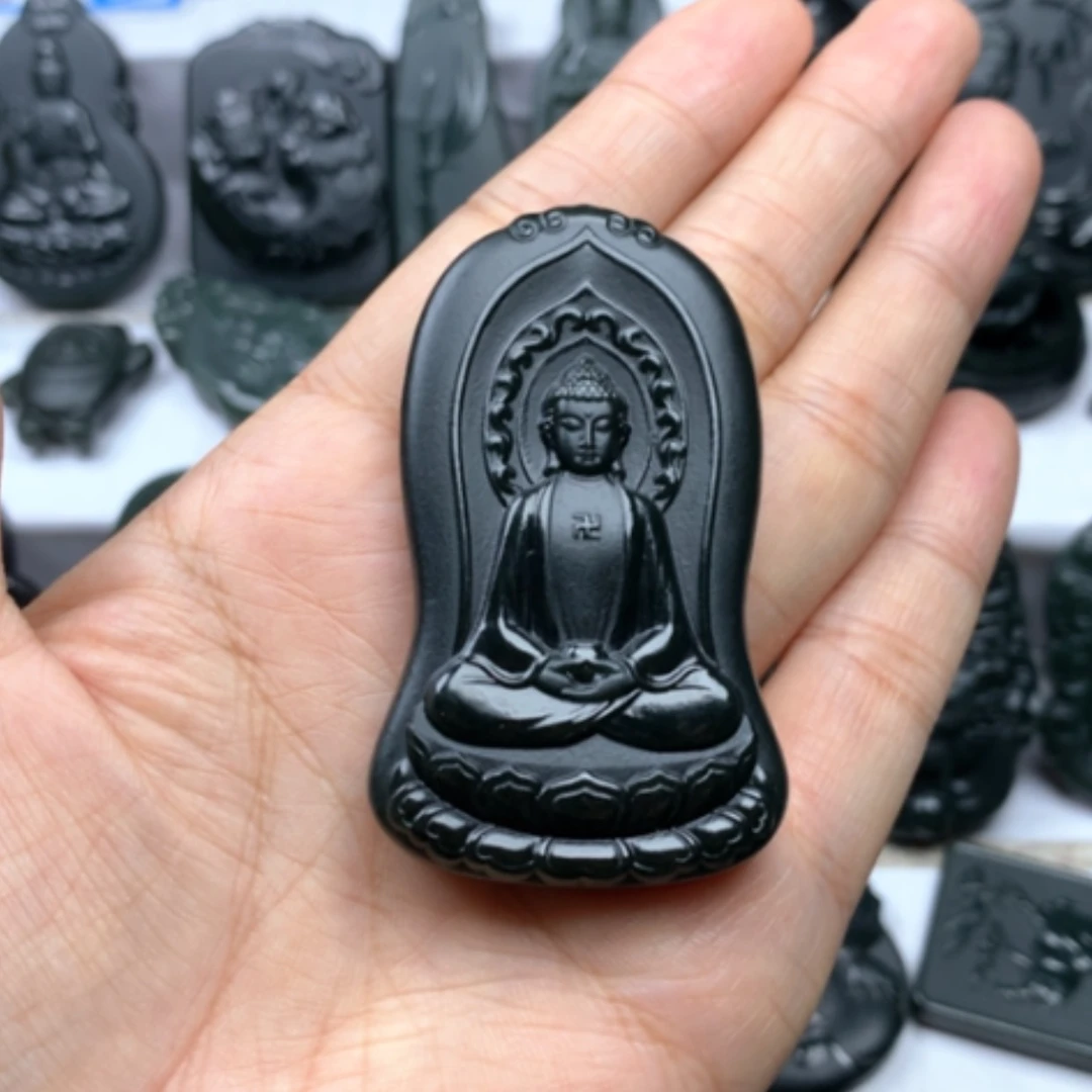 【闪购商品】颈饰未镶嵌和田玉（青玉）双面雕刻