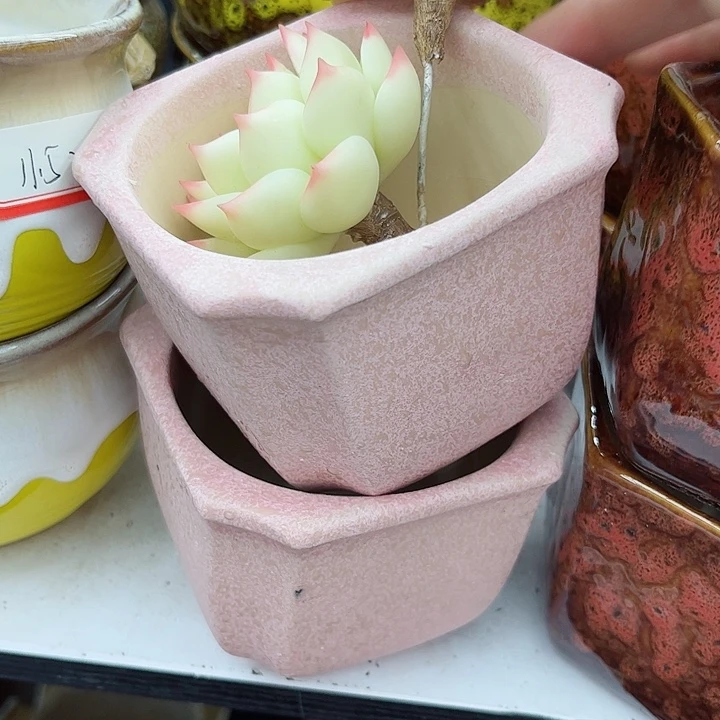 多肉绿植陶瓷花盆9.9包邮，有孔