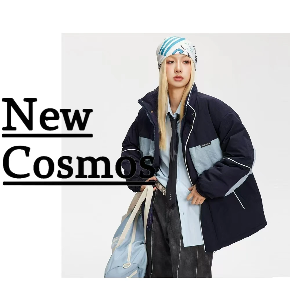 2025冬款拼色防泼水棉衣冬季藏青色M923