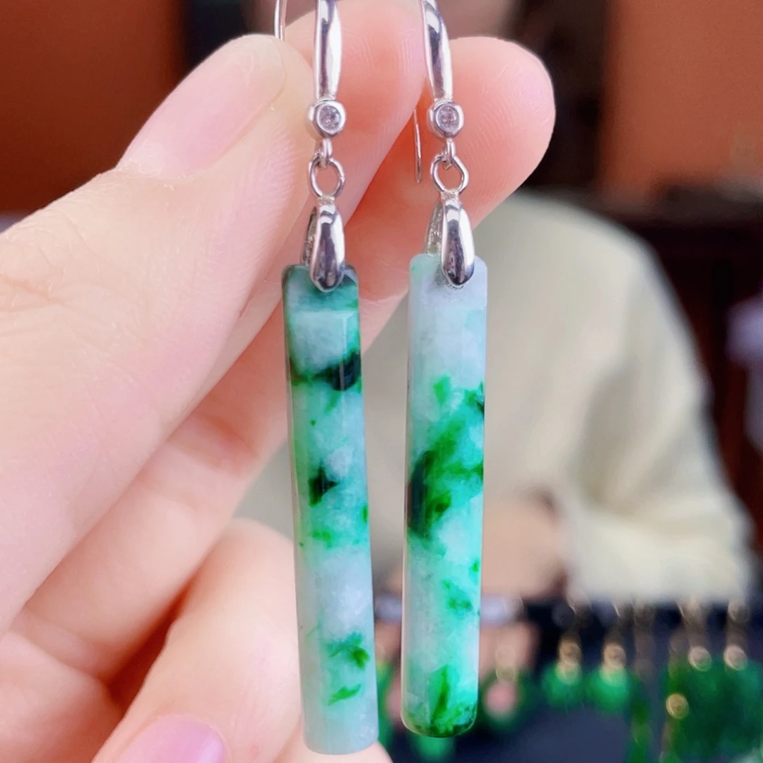 翡翠银S925镶嵌耳饰