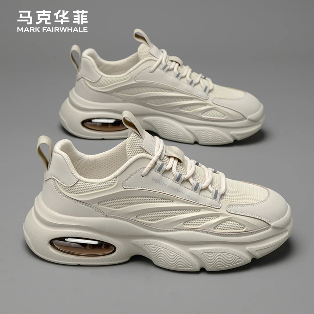 马克华菲2025新款老爹鞋秋季透气男鞋网面鞋子男士增高时尚休闲鞋