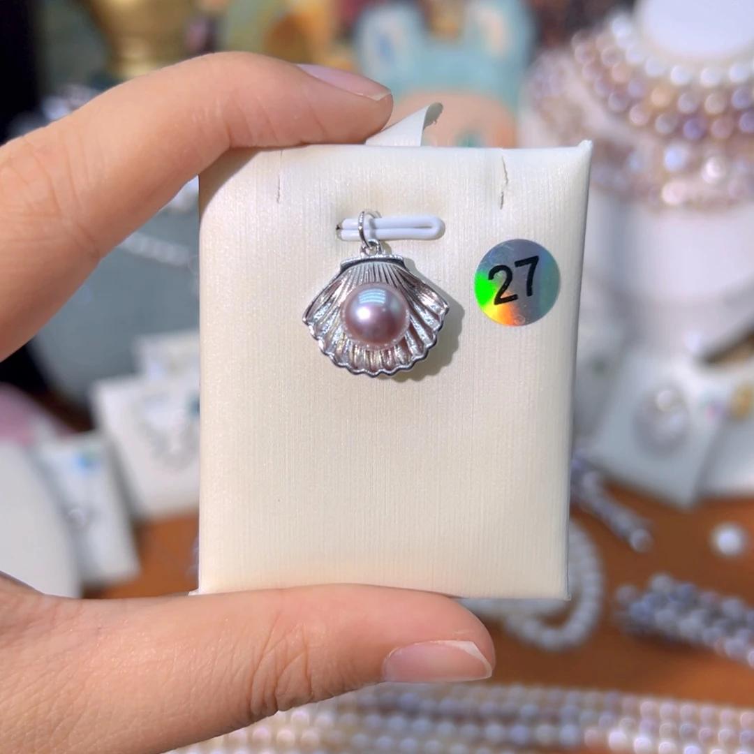 淡水珍珠银S925镶嵌天然珍珠