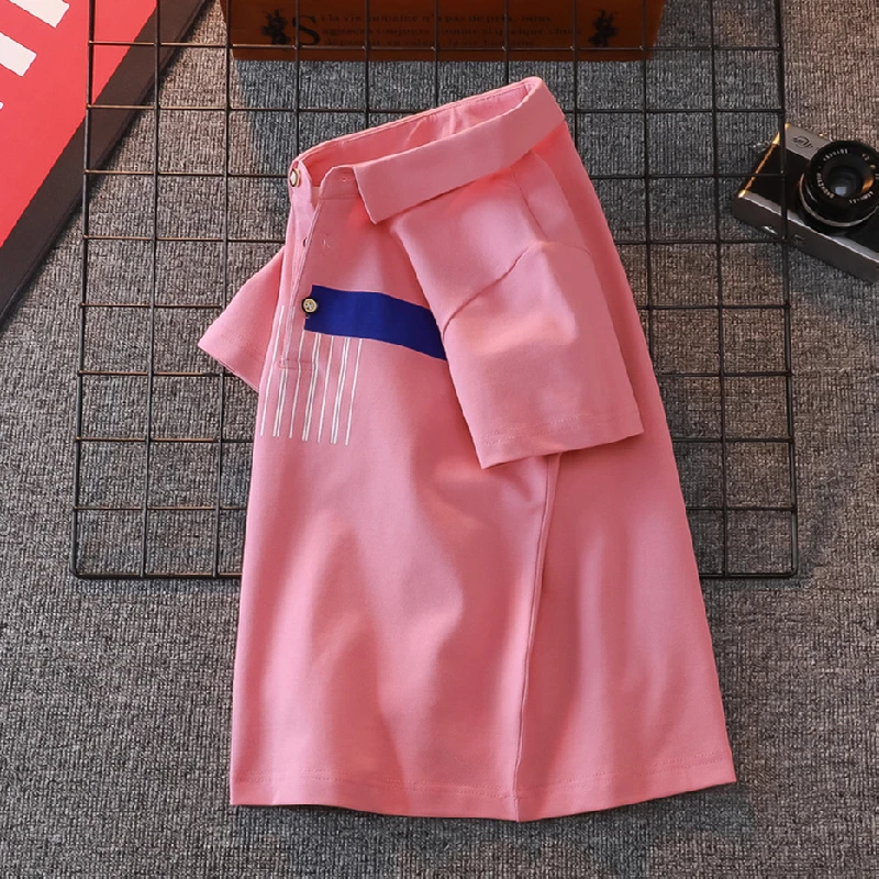 男童粉色短袖t恤新款男孩学生夏装中大童汗衫夏季儿童半袖polo衫